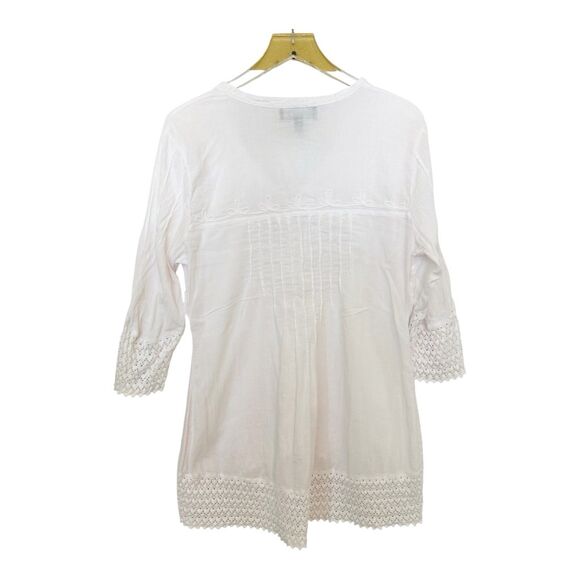 Gretty Zueger High Low White Embroidered Tunic Top Sz M - Picture 5 of 5